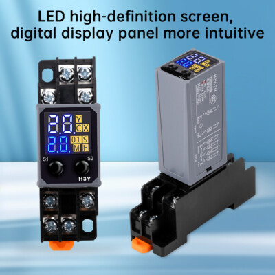 Adjustable Digital Time Relay Cycle Time Delay Relay w/ Base DC12V 24V AC220V
