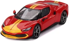 Ferrari 296 GTB Assetto Fiorano Rosso Corsa Red with Yellow Stripes 1/64 Diecast