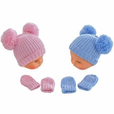 personalised Pom Pom hat  mitten set Baby Assorted Winter Hat Knitted hat 6-12m