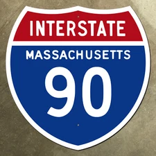 Massachusetts interstate route 90 highway marker road sign Mass Pike Boston 12"