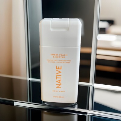Native, Travel Body Wash, 3 oz, Sweet Peach & Nectar
