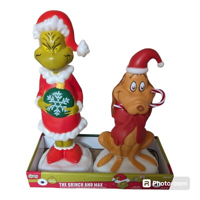 How The Grinch Stole Christmas Blow Mold 14  Max 12  Dog 2 Pack Set Light Up