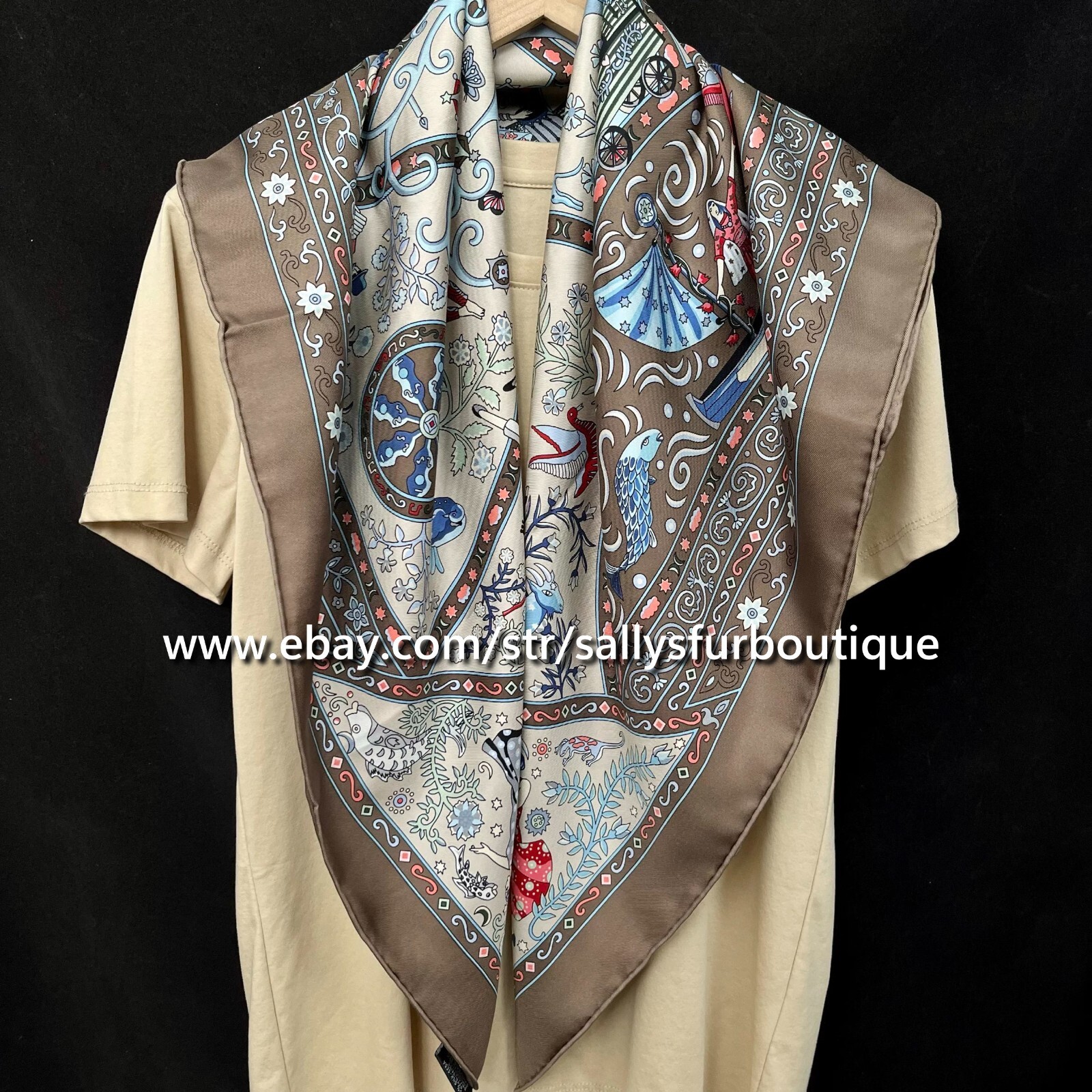 Sallys 18 Momme Sand Wash Heavy Twill Silk Wrap Shawl Vintage Print Scarf 35