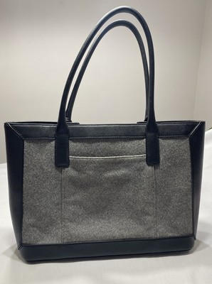 Calvin Klein Leather/Wool Tote Black Gray RN 54163 CA57151 | eBay