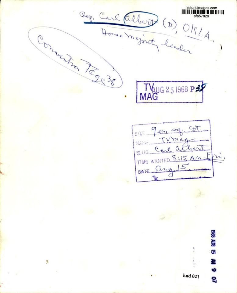 1968 Press Photo Oklahoma Representative Carl Albert, House Majority