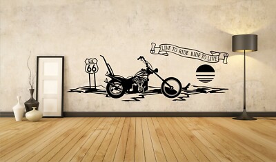 Easy Biker Rider Chopper HD Motorrad Harley Live to Ride Wandtattoo Garage A086