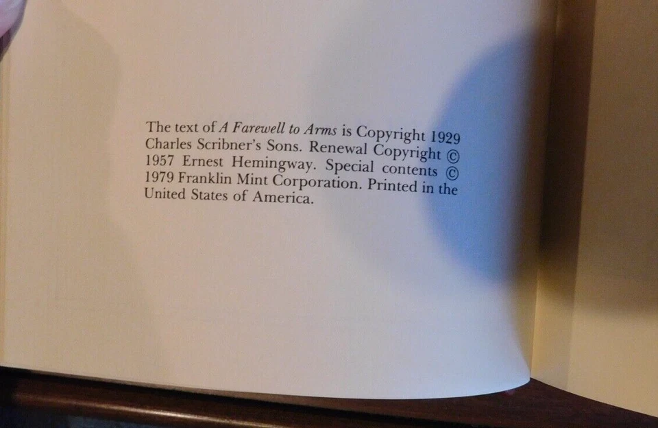 Ernest Hemingway A FAREWELL TO ARMS Franklin Library Heirloom Edition 1979 VF - Image 4 of 4
