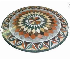 4' Green Marble Coffee Center Table Top Inlay Malachite Mosaic round decor k1