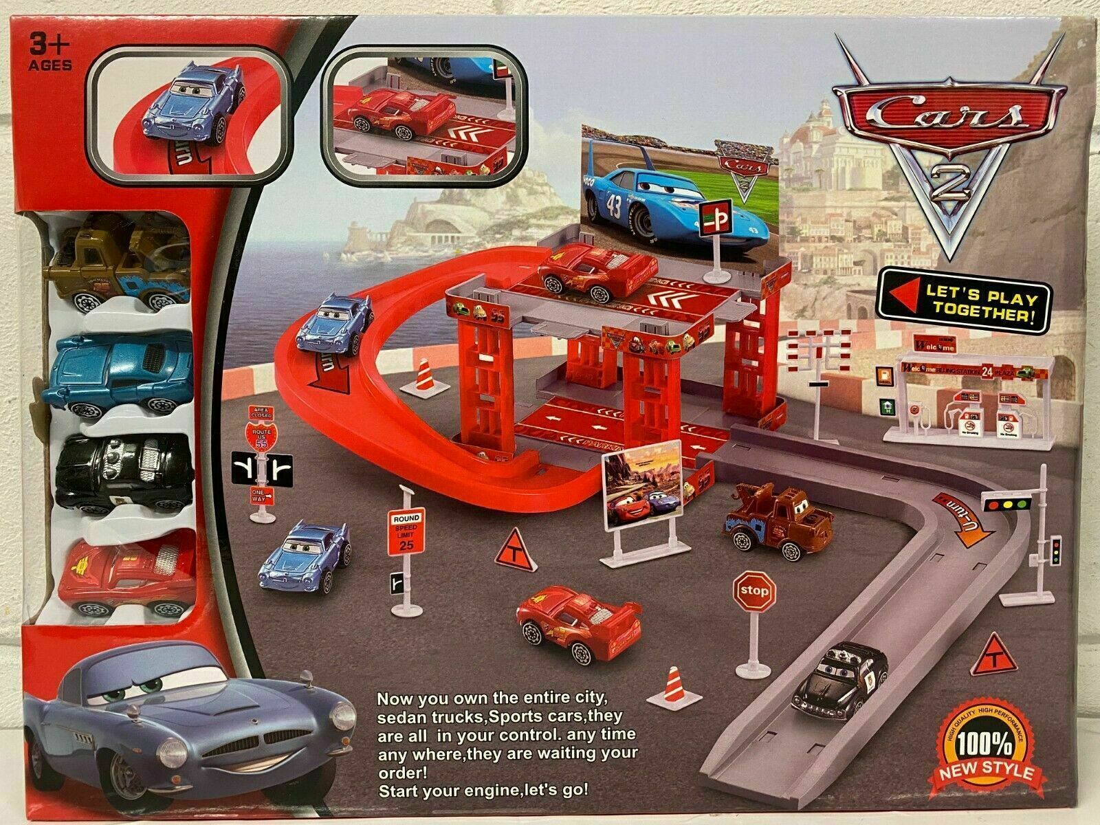 Cars 2 Track Play Set Parking Lot Lightning McQueen Educational Toy Children  Uk | eBay