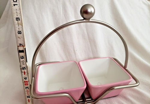 Pampered Chef Whip Cancer Caddy 2 Pink Dishes Server Breast Cancer Ribbon - Picture 17 of 20