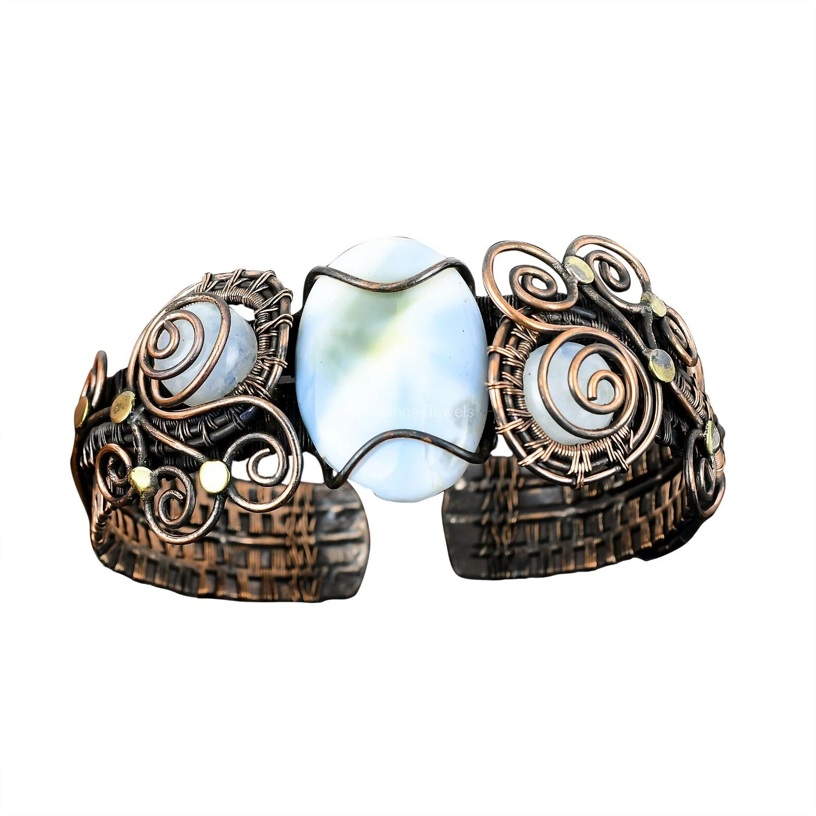 VALENTINO Bracciale regolabile Opale Blu Opale Gioielli Rame Mamma Regalo Filo Avvolto Avvolto