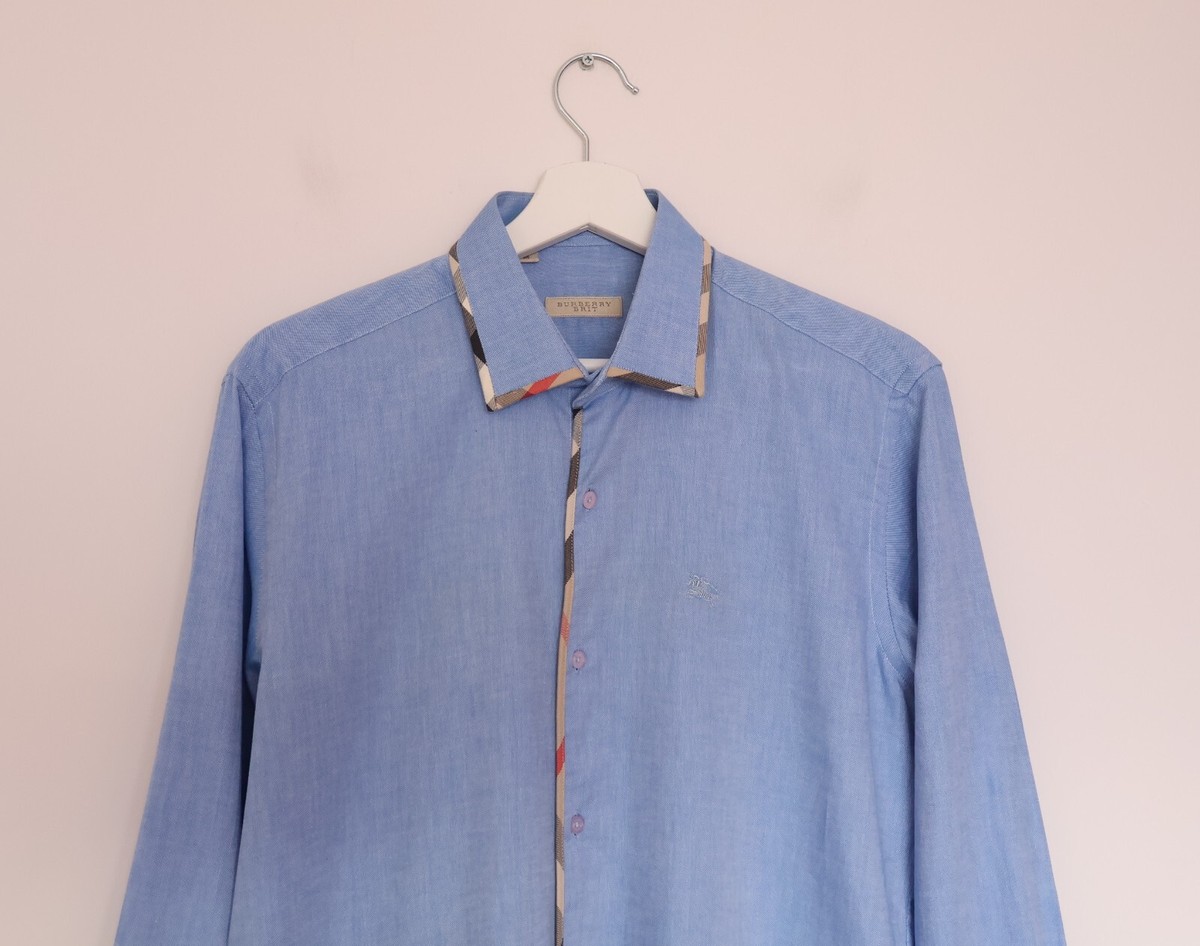 Burberry Brit Blue w/ Tartan Details Shirt Size M | eBay Burberry Brit Blue w/ Tartan Details Shirt Size M | eBay