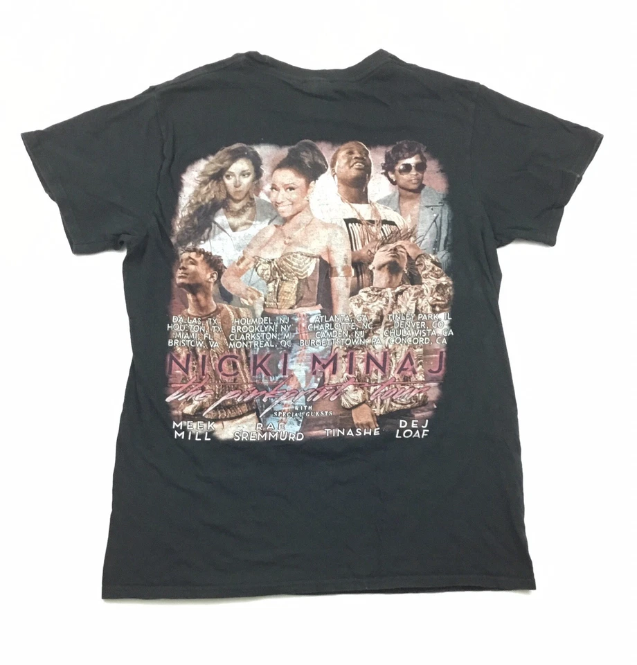 Camiseta Nicki Minaj Juniors Rosa Estampado Gira 2015 Concierto 2 Caras Ciudades Camiseta Talla M Foto 4 de 4