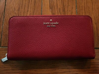 Burgundy Kate Spade Wallet NWT Kate Spade Knott Pebbled Leather