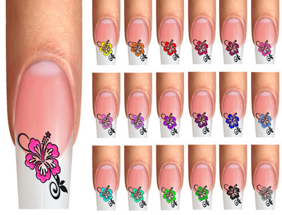 Wandtattoo Set – 16 Hibiskus-Blüten In 3 Größen, Selbstklebend, In über 30 Farben Wählbar