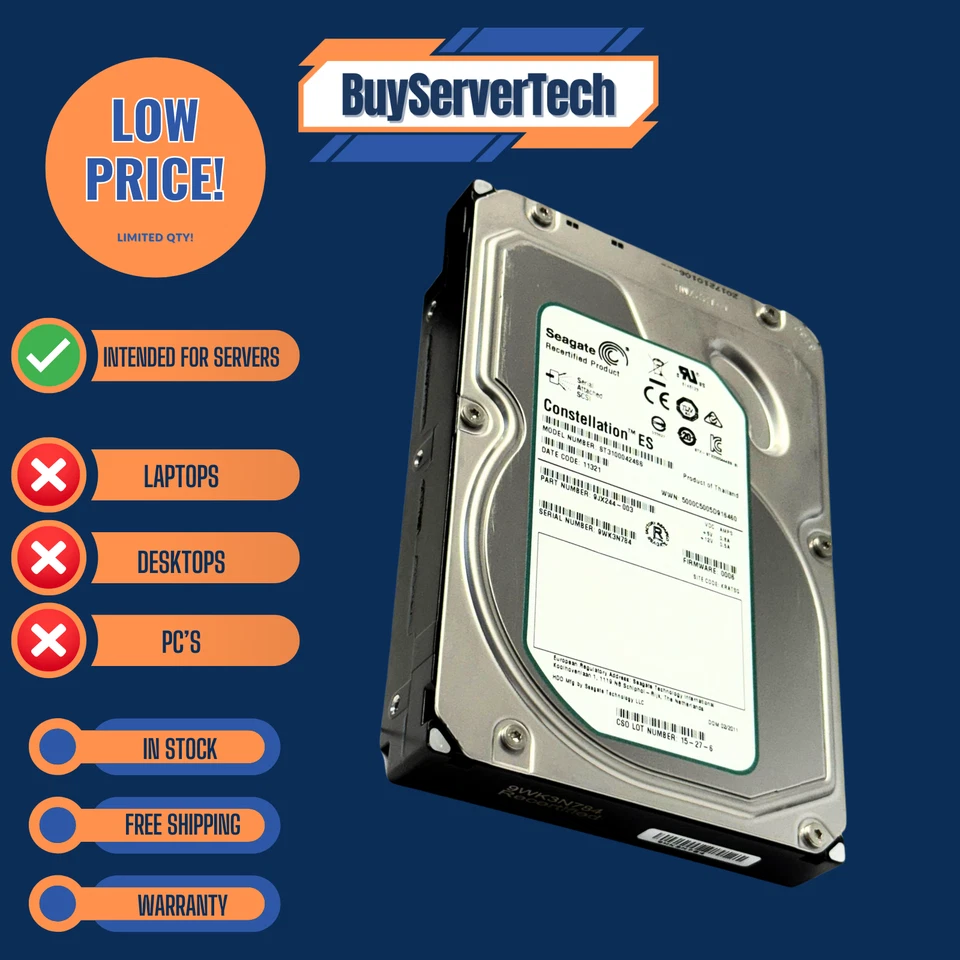 Seagate ST31000424SS 1TB 7200RPM SAS 6Gbps 3.5" HDD | 9JX244-003 | 0 Hours | 1YR - Image 3 of 4