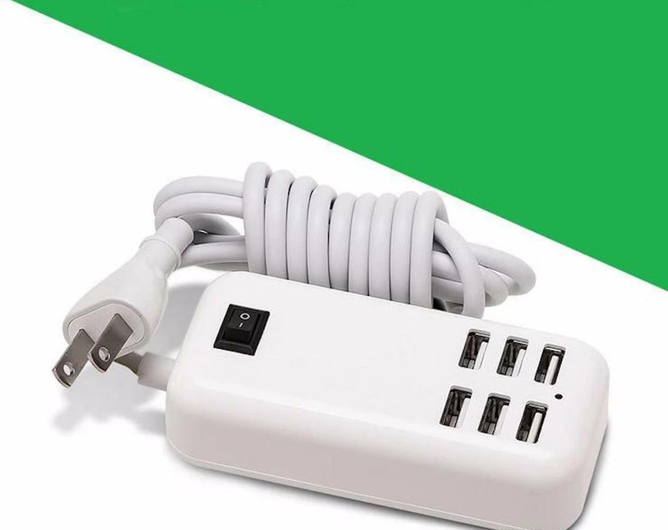 CARGADOR HUB A/C 5V-4A PARED 6 PUERTOS USB ALIMENTACIÓN UNIVERSAL PARA IPHONE 4S 5 6 7 8 X Foto 3 de 4