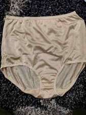 VTG Style Shiny Nylon Granny Panty Beige Underscore Size 6 Full Brief
