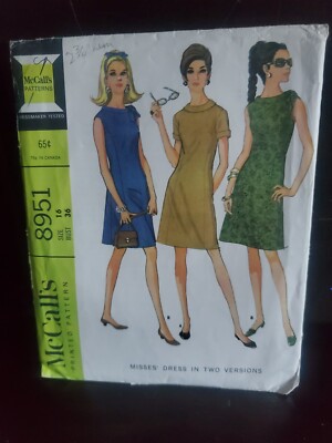 60's McCalls Pattern 8951 7 Panel Princess Dress Round Collar Cut But  Complete | eBay