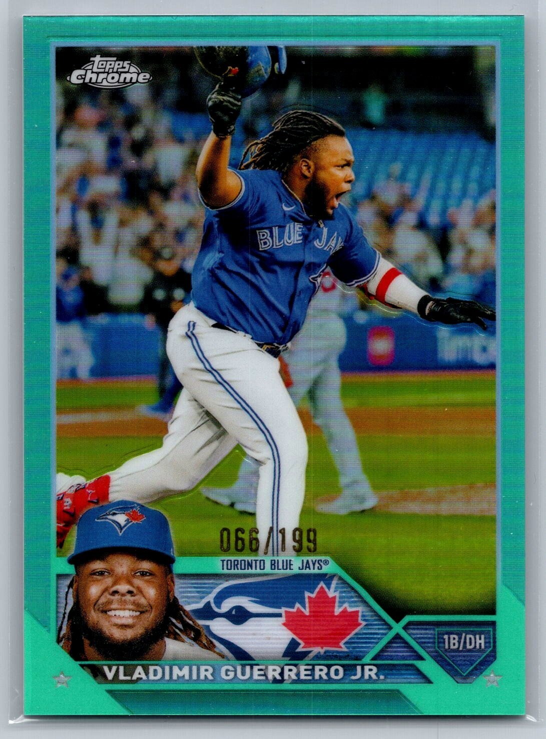 2023 topps chrome baseball vladimir guerrero jr. aqua refractor 66/199 #50