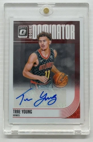 2018-19 Donruss Optic Trae Young Rookie Dominator Auto Autograph RC #05/50 Hawks