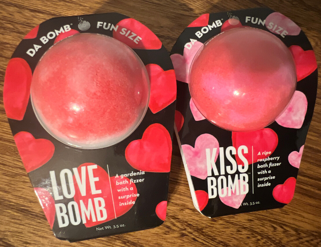 Lot of 2 Valentines Da Bomb Bath Bombs Kiss & Love with Surprise