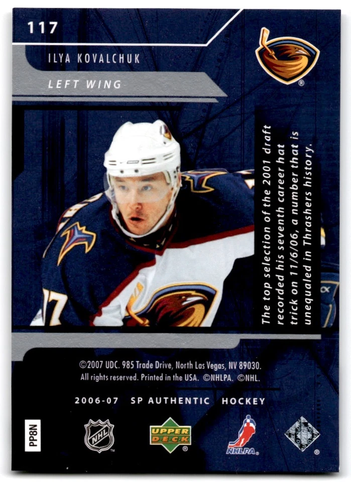2006-07 SP Authentic Ilya Kovalchuk 250/999 Atlanta Thrashers #117 - Image 2 of 2