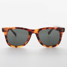 Classic Tortoiseshell Square Sunglasses with Green Glass Lens - Campbell