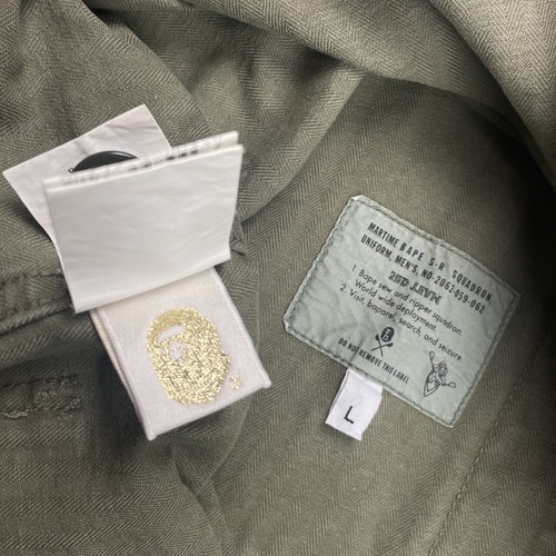Bape A BATHING APE Military Jacket Shirt Size Large Rare Japan Streetwear - Picture 12 of 12