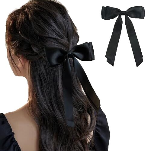 【Marithe + Francois Girbaud】 CIRCLE LOGO RIBBON HAIR PIN MARITHE FRANCE CIRCLE LOGO HAIR CLIP Black Cellulose Acetate