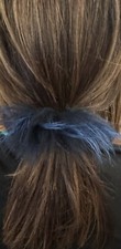 Mika Real Fox Fur Pony-tail Hair Clip Blue-Black