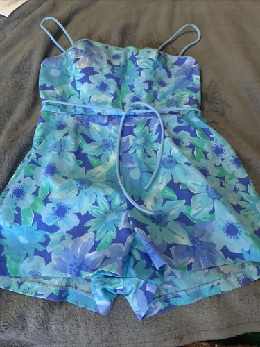 Vintage Sea Waves Ladies Swimsuit Shorts Size 10 Made In USA Spring Break Romper - Picture 1 of 4