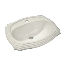 Rok Crater Oval Drop-In Bathroom Vanity Sink 22" X 18-1/8" Ivory Porcelain