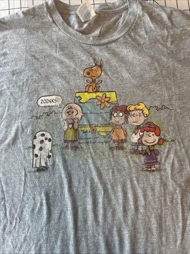 Vintage Peanuts Scooby Doo Zoinks! Gray Faded T Shirt Size XL