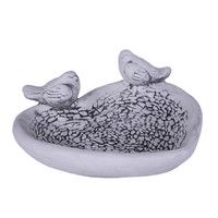 VogelträNke Herz Steinfigur Garten Deko Vogelbad Frostfest Beton Skulptur
