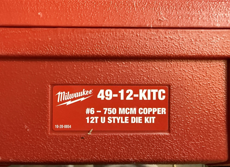 Milwaukee 49-12-KITC 12T U Style Die Kit for #6-750 MCM Copper