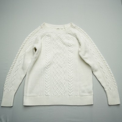 Gap Womens Cable Knit Sweater Large Preppy Old Money Cotton Pullover