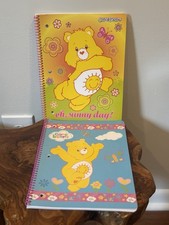 2 Care Bears Spiral Notebooks Wide Ruled 60 Sheets 10.5" X 8"