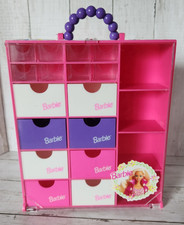 1993 Barbie Storage Drawers Carrying Case Pink White Purple READ