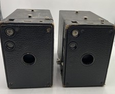 Lot 2 Kodak No. 2A Model B Brownie Box Camera 116 Roll Film Antique Untested