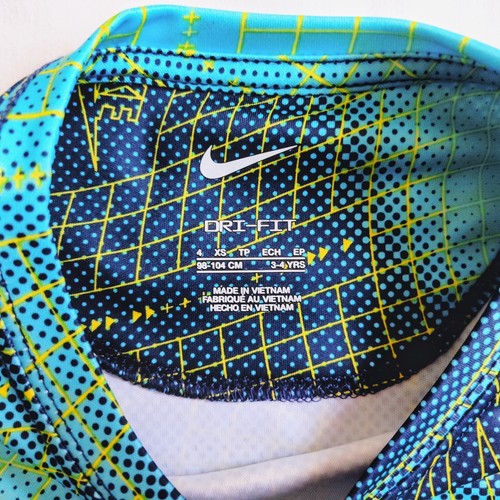 NWT NIKE Dri Fit T-shirt Logo Mesh Graphic Boy Sz 3 4 Aqua Blue Sports Athletic - Picture 3 of 9