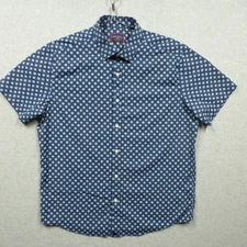 UNTUCKit Shirt Mens Large Blue Floral Slim Fit Nylon Elastaine Short Sleeve