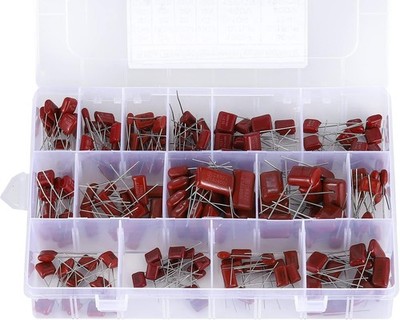 180PCS 15 Values Metallized Polypropylene Film Capacitor Kit 400V 630V 0.001uF