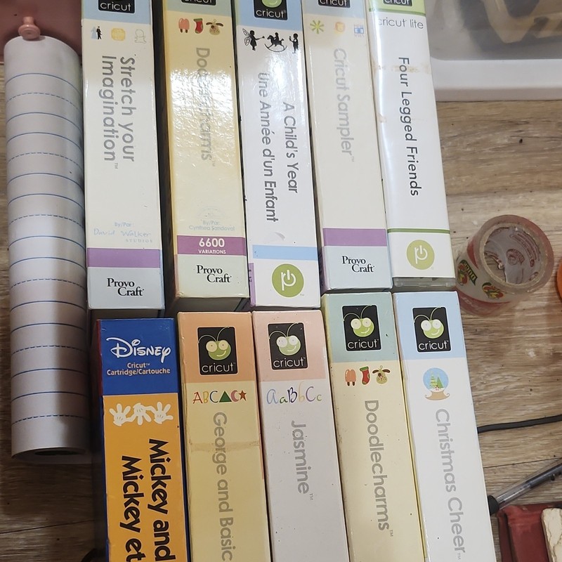Cricut Cartridge Lot: Doodlecharms, Christmas Cheer, Mickey & Friends, Jasmine