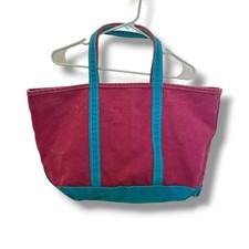 Vintage 80s LL Bean Boat and Tote Large Magenta Teal Canvas Made in USA Rare