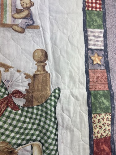 Blue Jean Teddy Crib Quilt Baby Blanket Wall Hanging 49x40” Handmade Machine Sew - Picture 14 of 24