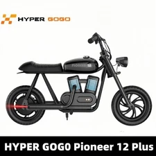 HYPER GOGO Pioneer 12 Plus Electric Motorcycle For Kids 160W RGB Light - Black
