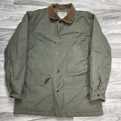 #ad Vintage LL Bean Chore Coat Men M Classic Barn Jacket Quilt Lined Corduroy Collar $80.00