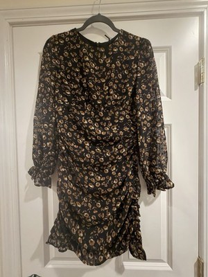 Storia Dress. Black With A Floral Design. Size Small NWT Ruching To Flatter All