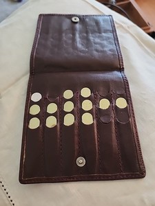 Vintage Metal Shirt Collar Stays in Leather Pouch, 3", 2.5" and 2"  Initials